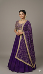 Luxurious Purple Vichitra Silk Stitched Lehenga with Maggam Work Blouse & Designer Dupatta