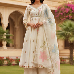 Designer indo western suit with plazzo pant and organza dupatta
