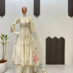 Designer indo western suit with plazzo pant and organza dupatta