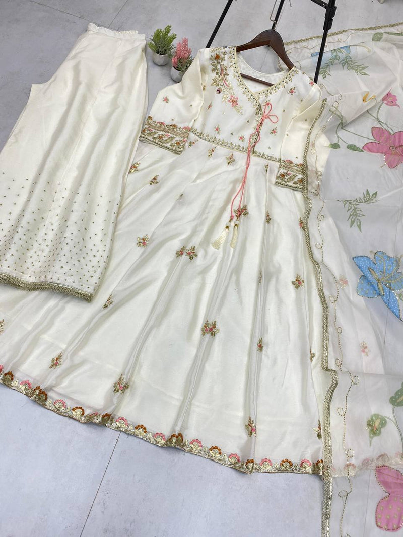 Designer indo western suit with plazzo pant and organza dupatta