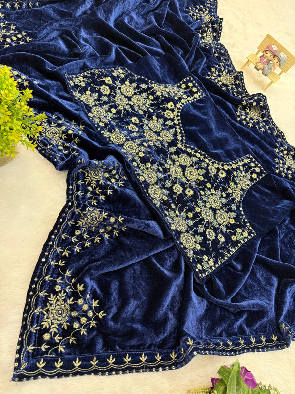 Celebrity_Inspired_Janhvi_Kapoor_Navy_blue_Pure_9000_velvet_Saree_with_Embroidery_Blouse_Wedding_Special