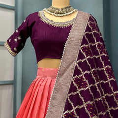 Luxurious Kota Checks Lehenga with Rich Paithani Border & Designer Maggam Work Blouse