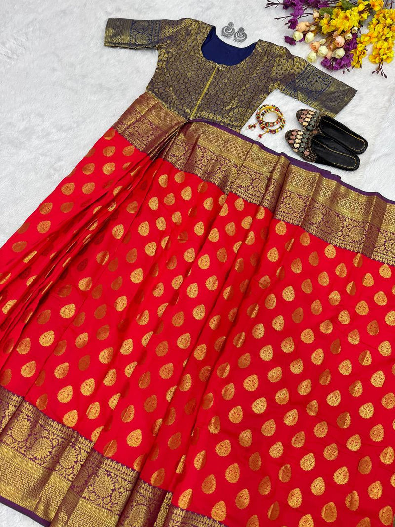 Zip & Go ready to wear 1 minute lichi silk saree gown