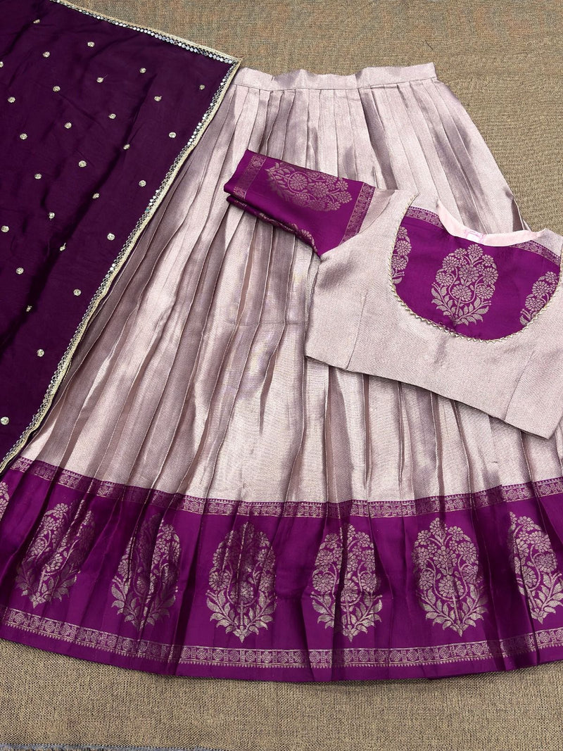 South Indian Pattu Half Saree | Festive Kanjivaram Silk Lehenga Choli – Stitched