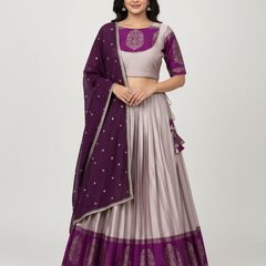 South Indian Pattu Half Saree | Festive Kanjivaram Silk Lehenga Choli – Stitched