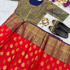 Zip & Go ready to wear 1 minute lichi silk saree gown