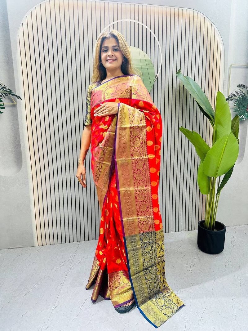 Zip & Go ready to wear 1 minute lichi silk saree gown
