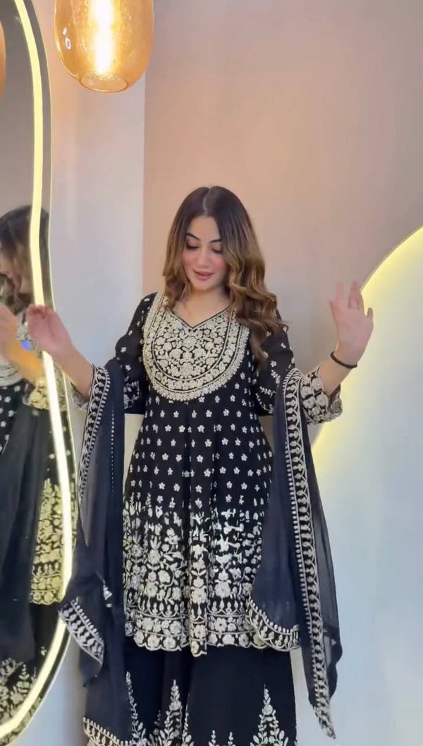 Elira Partywear Faux Georgette Lehenga Choli with Shimmering Sequins & Butterfly Net Dupatta