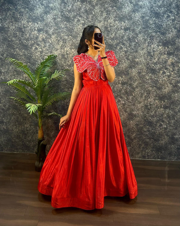 designer chinon anarkali gown